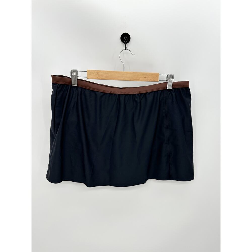 ANA Black Brown Riviera Retreat Swim Skirt Plus Size 18W NWT 20079B8X